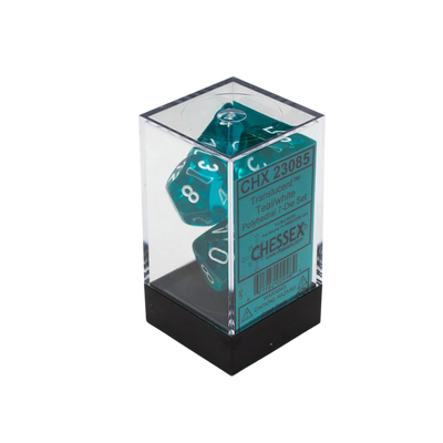 Chessex Translucent: Set of 7 Teal/White Dice - Dés