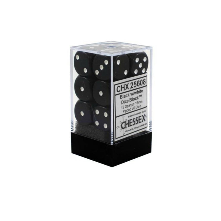 Dés Opaque: 12D6 Noir / Blanc Cartables et portfolios - Dés - Traditionnel
