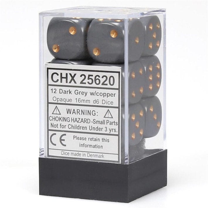 Dés Opaque: 12D6 Gris Foncé / Cuivre Cartables et portfolios - Dés - Traditionnel