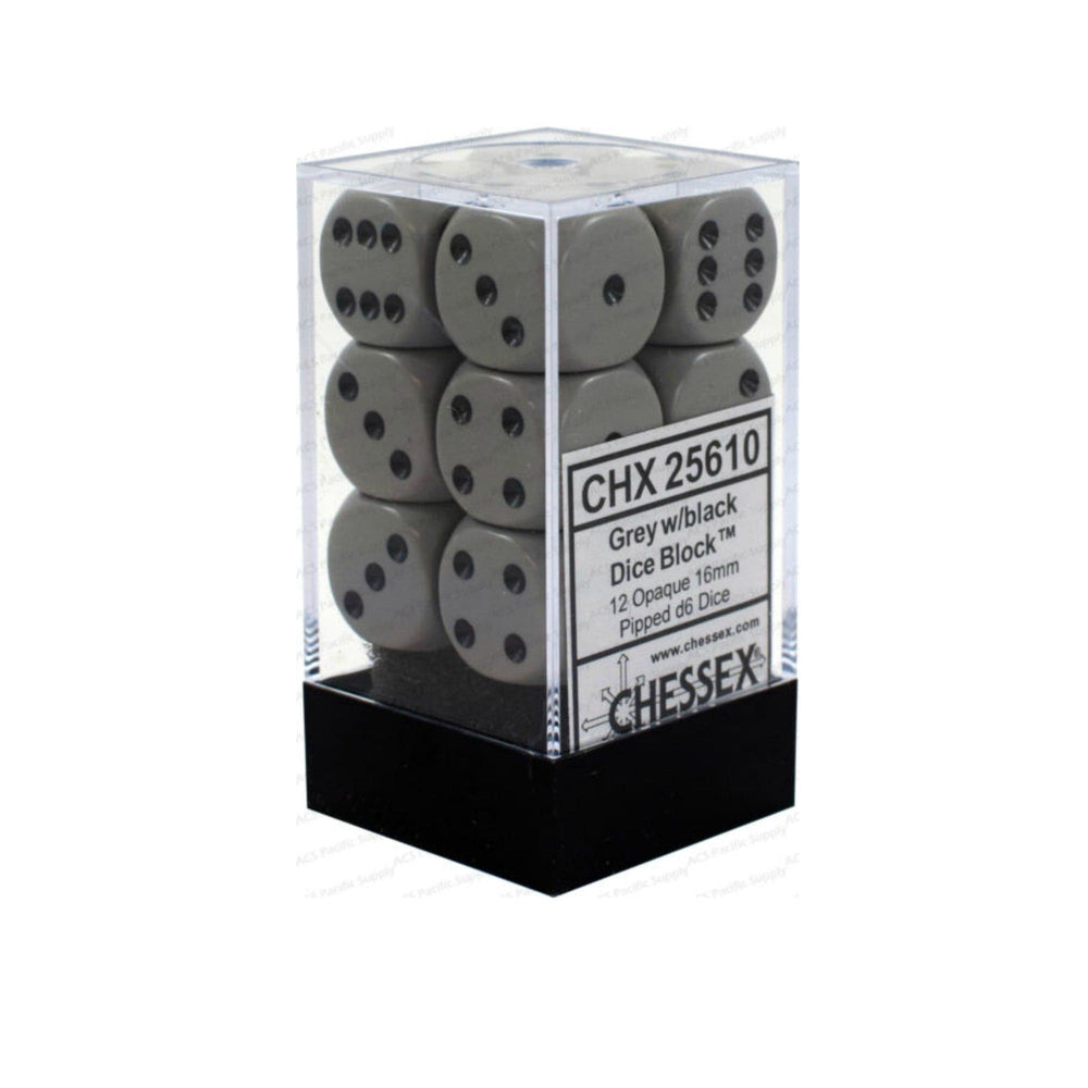 Dés Opaque: 12D6 Gris Foncé / Noir Cartables et portfolios - Dés - Traditionnel