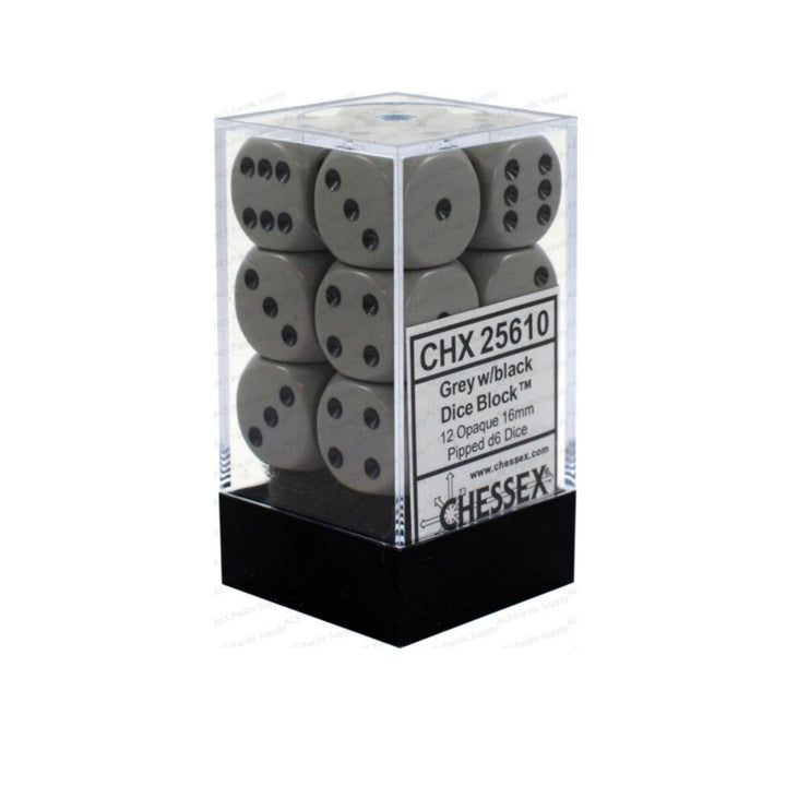 Dés Opaque: 12D6 Gris Foncé / Noir Cartables et portfolios - Dés - Traditionnel