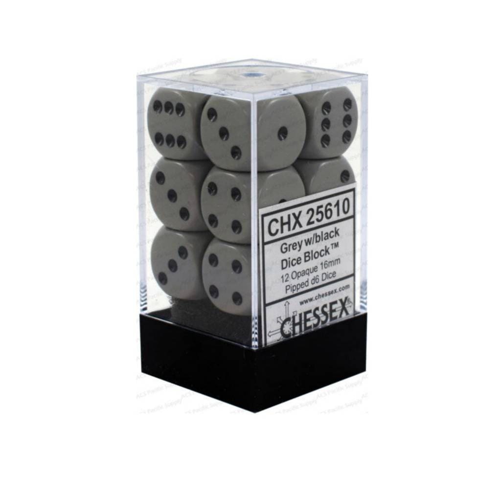 Dés Opaque: 12D6 Gris Foncé / Noir Cartables et portfolios - Dés - Traditionnel