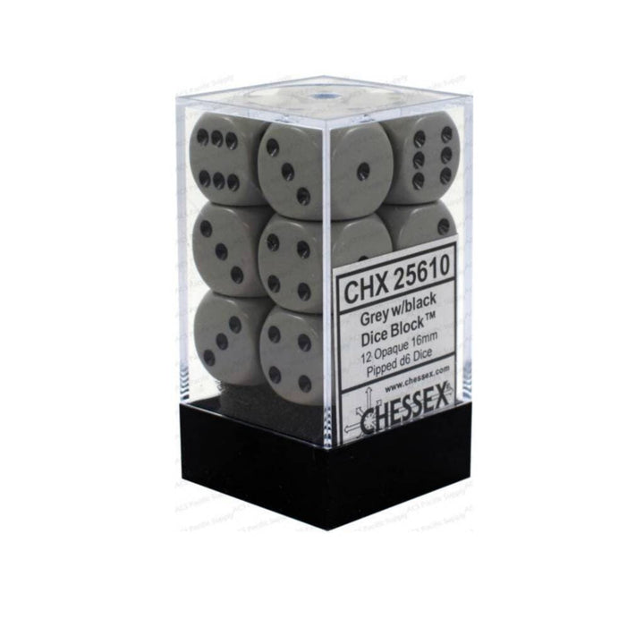 Dés Opaque: 12D6 Gris Foncé / Noir Cartables et portfolios - Dés - Traditionnel
