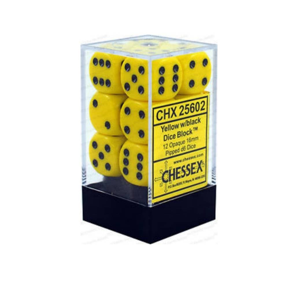 Dés Opaque: 12D6 Jaune / Noir Cartables et portfolios - Dés - Traditionnel