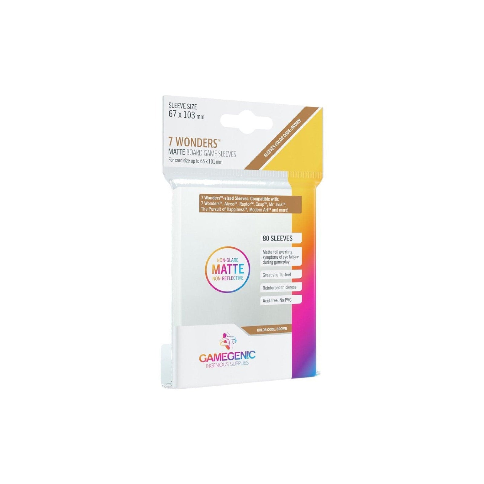 Gamegen!c Board Game Sleeves Matte 7 Wonders - 67 x 103 mm (80) Cartables et portfolios - Sleeves - Formats non-standards