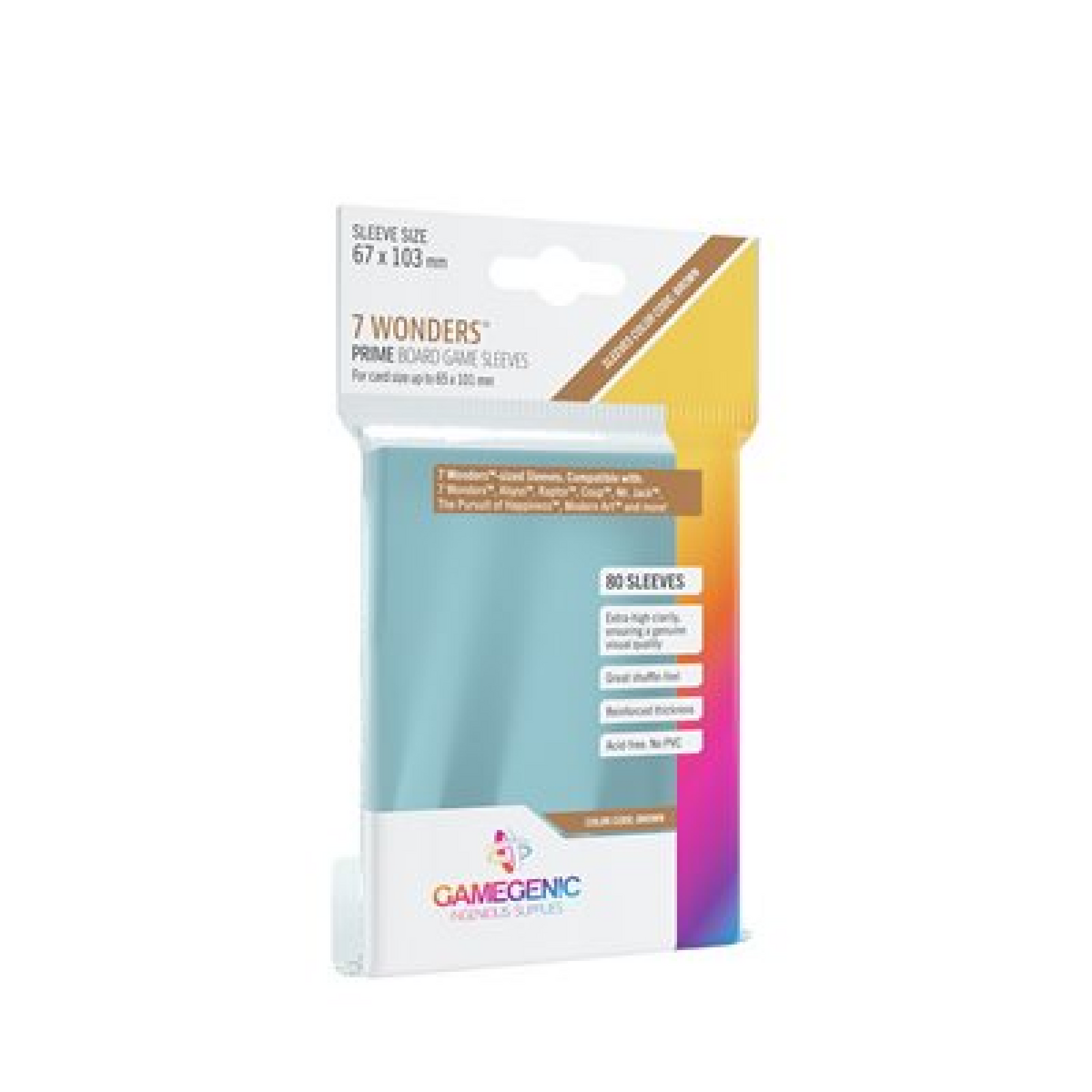 Gamegen!c Board Game Sleeves Prime 7 Wonders - 67 x 103 mm (80) Cartables et portfolios - Sleeves - Formats non-standards