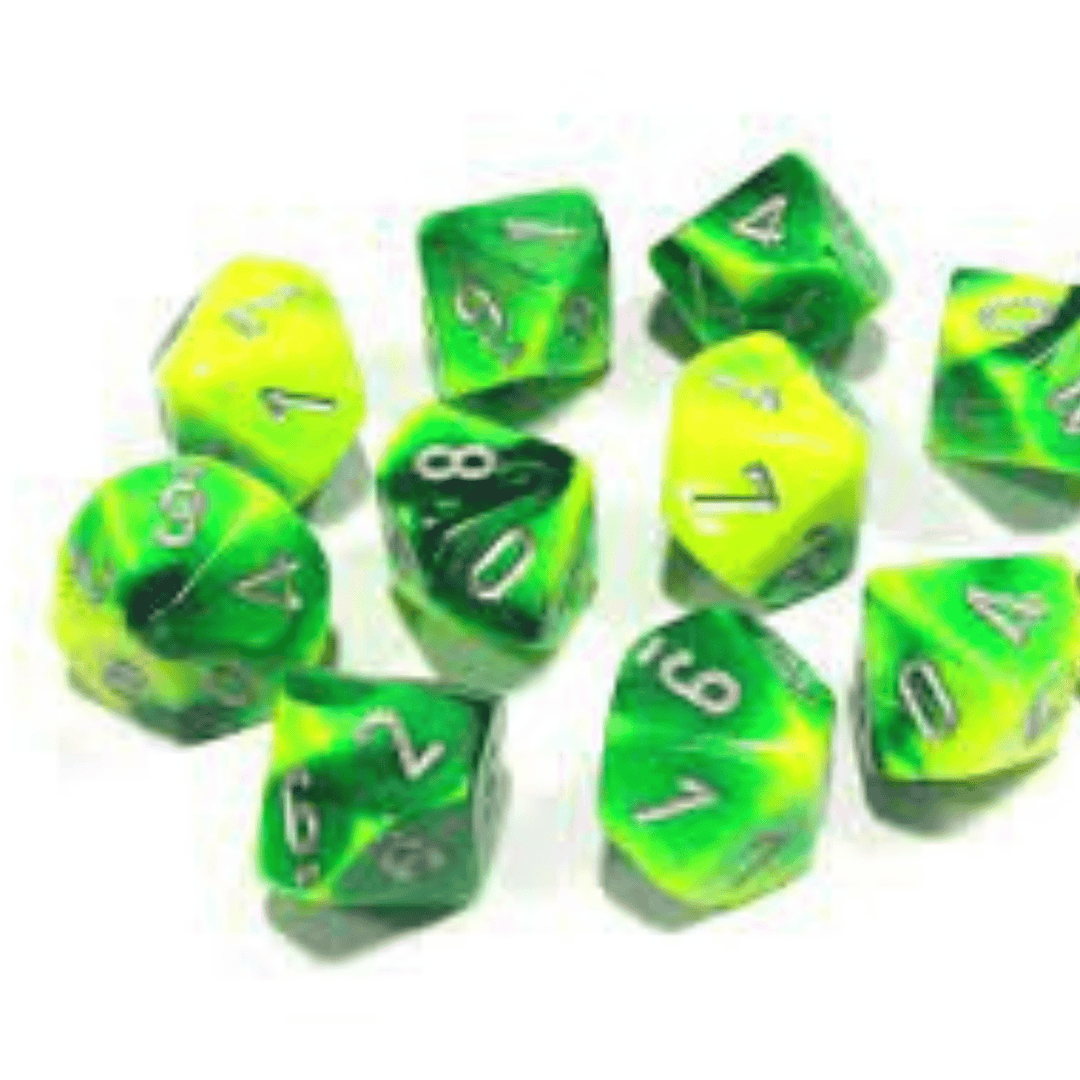 Gemini: 10D10 Green-Yellow / Silver Cartables et portfolios - Dés - Jeux de rôle