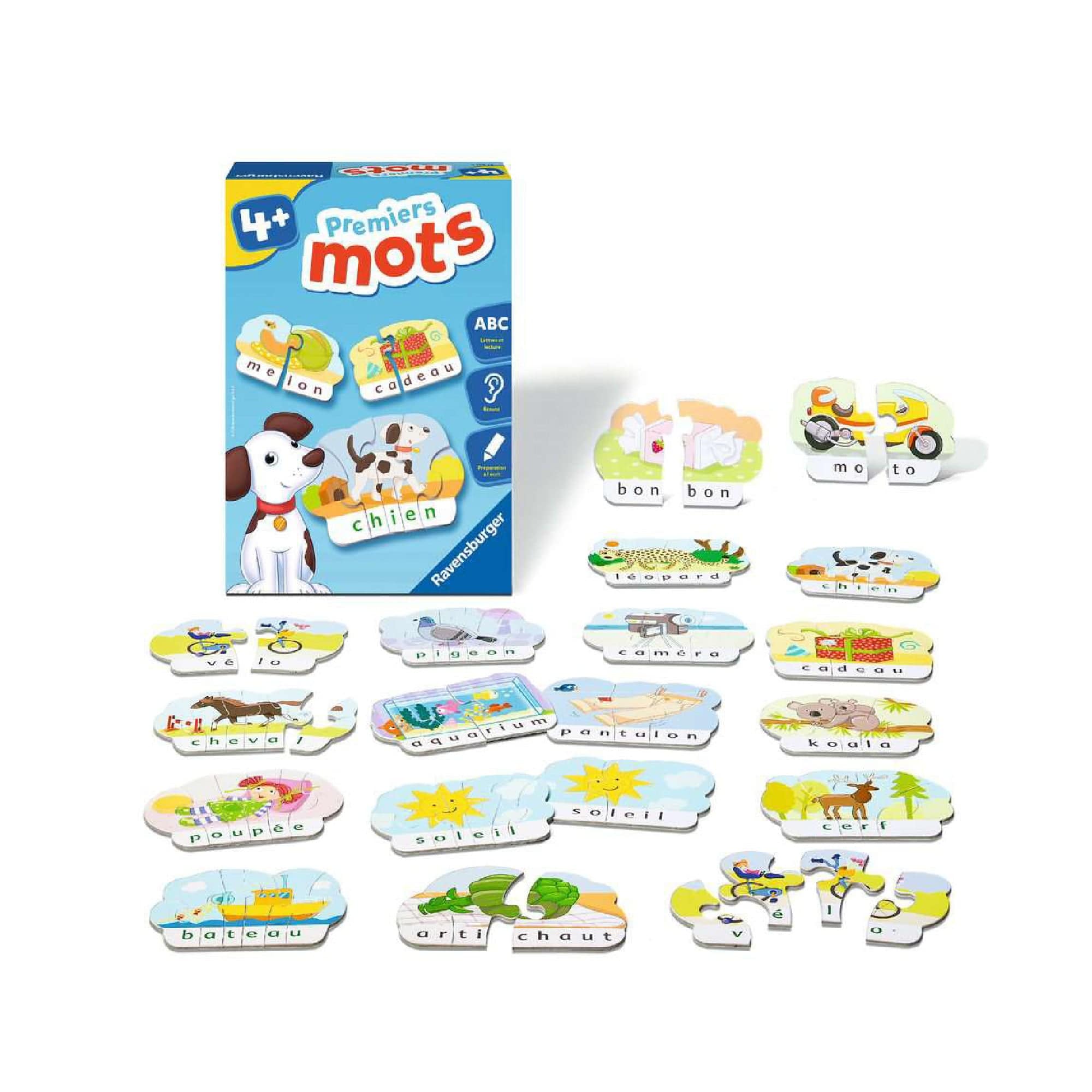 HEADU - Mes Premiers Mots - Jeu éducatif 3-6 Ans - Puzzles Animaux, Yeux Mobiles - Apprentissage Lecture, Vocabulaire - 12