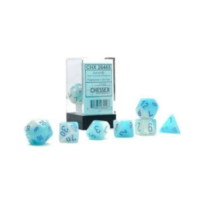 Gemini: 7Pc Polyhedral Pearl Turquoise-White / Blue Luminary