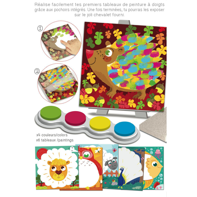 Peinture au doigt facile - Animaux colorés