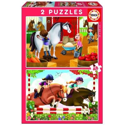 Puzzle 2 x 48: Chevaux CASSE-TÊTE - 50 - 99 morceaux