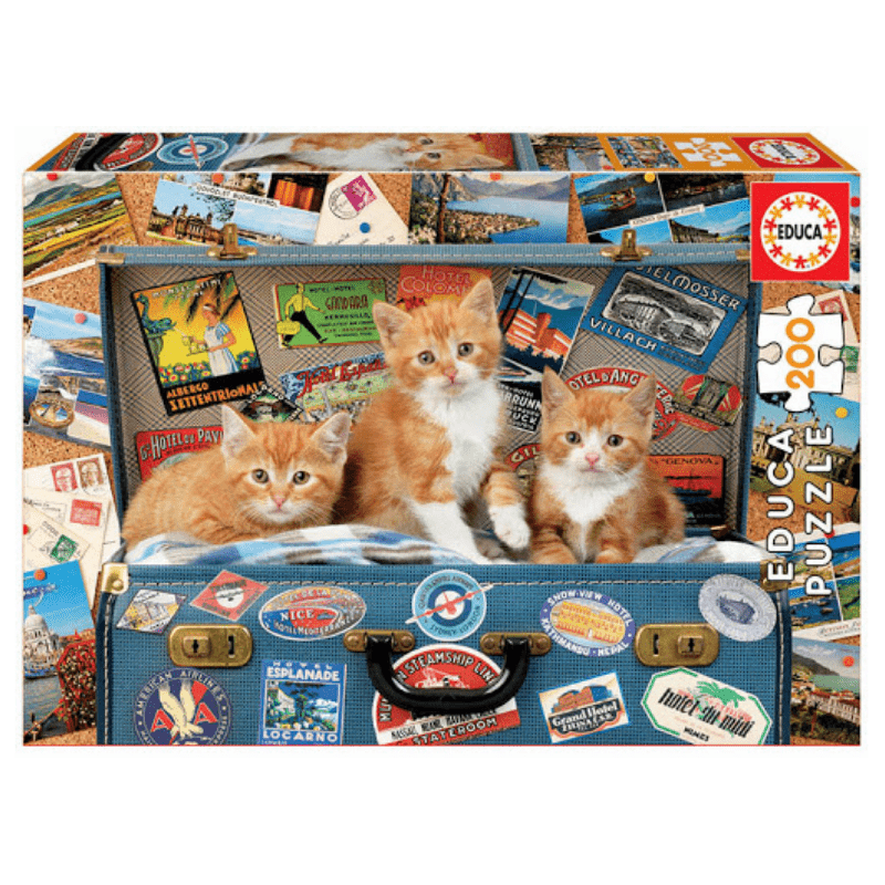 Puzzle 200: Petits chats voyageurs CASSE-TÊTE - 200 - 275 morceaux
