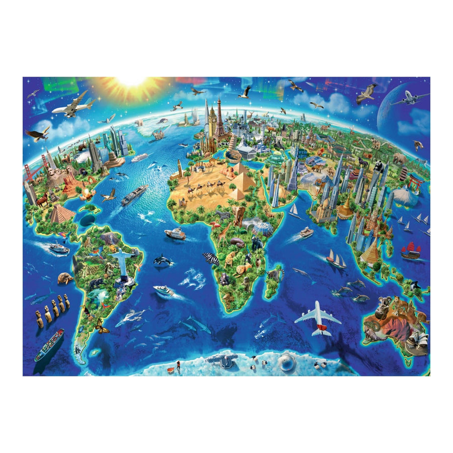 Puzzle 300 XXL: Carte des monuments du monde CASSE-TÊTE - 300 - 375 morceaux
