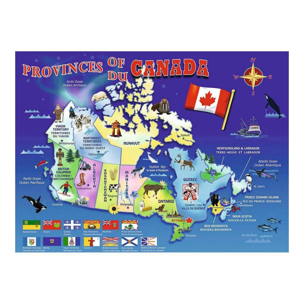 Puzzle XXL 100: Carte du Canada CASSE-TÊTE - 100 - 150 morceaux