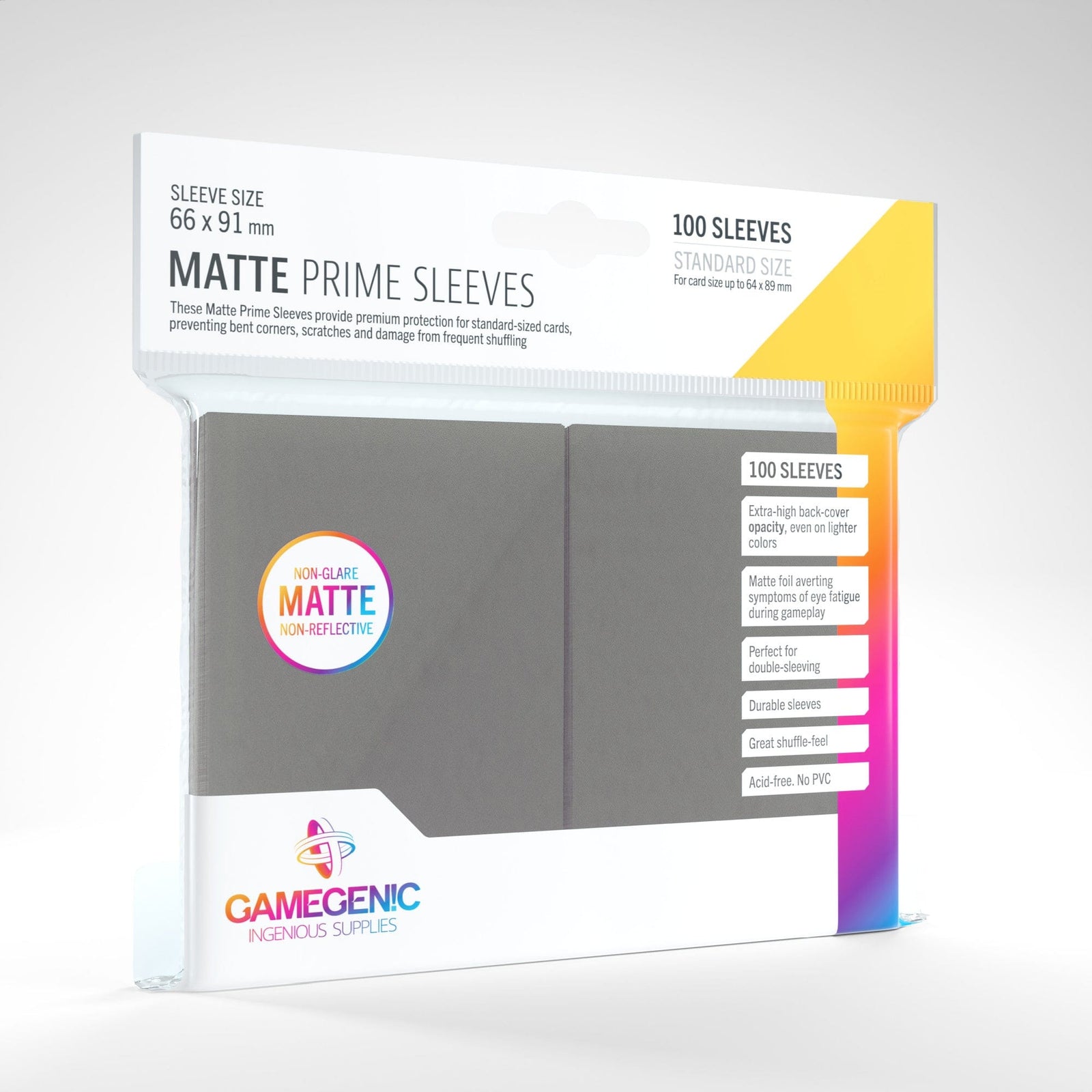 Sleeves: Matte Prime Dark Grey 66x91mm (100) Cartables et portfolios - Sleeves